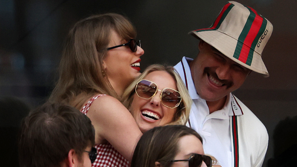 Taylor Swift Brittany Mahomes hug Donald Trump