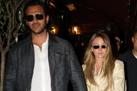 Jonathan Davino and Sydney Sweeney are seen leaving a Italian restaurant on July 11, 2024 in Paris, France.