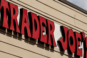 The Trader Joe's logo is displayed at a Trader Joe's store on September 16, 2024 in Glendale, California.