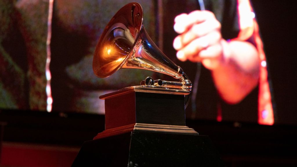 A view of a Grammy statue during a performance at the Chicago Chapter 60th Anniversary Concert at Millennium Park on September 16, 2021 in Chicago, Illinois.