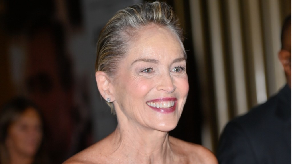 Sharon Stone's Statement Cape Featured 3000 Rose Embellishments