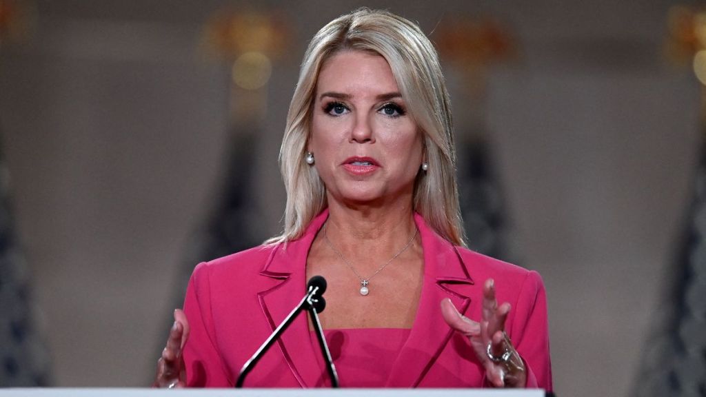 Former Florida Attorney General Pam Bondi speaks during the second day of the Republican convention at the Mellon auditorium on August 25, 2020 in Washington, DC.