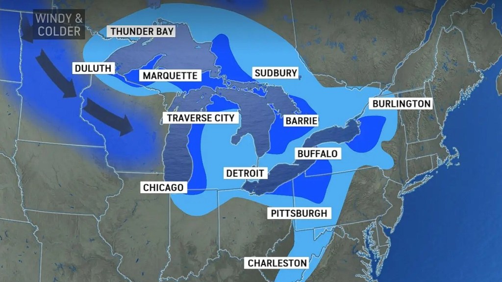 Thanksgiving Winter Storm Snow Weather Forecast Warning Watch Buffalo New York Michigan Lake Effect