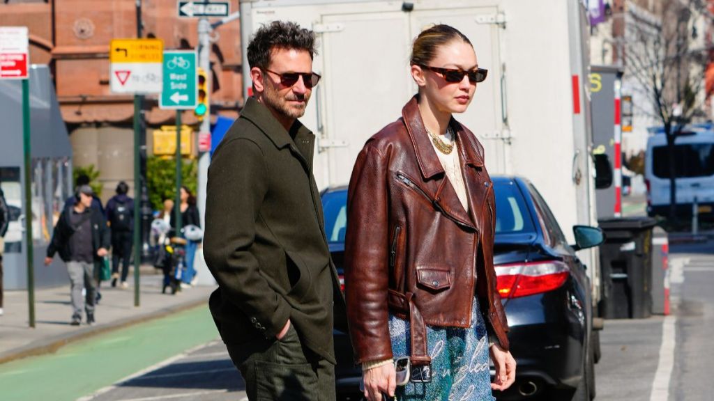 Gigi Hadid and Bradley Cooper are seen on February 27, 2024 in New York City.