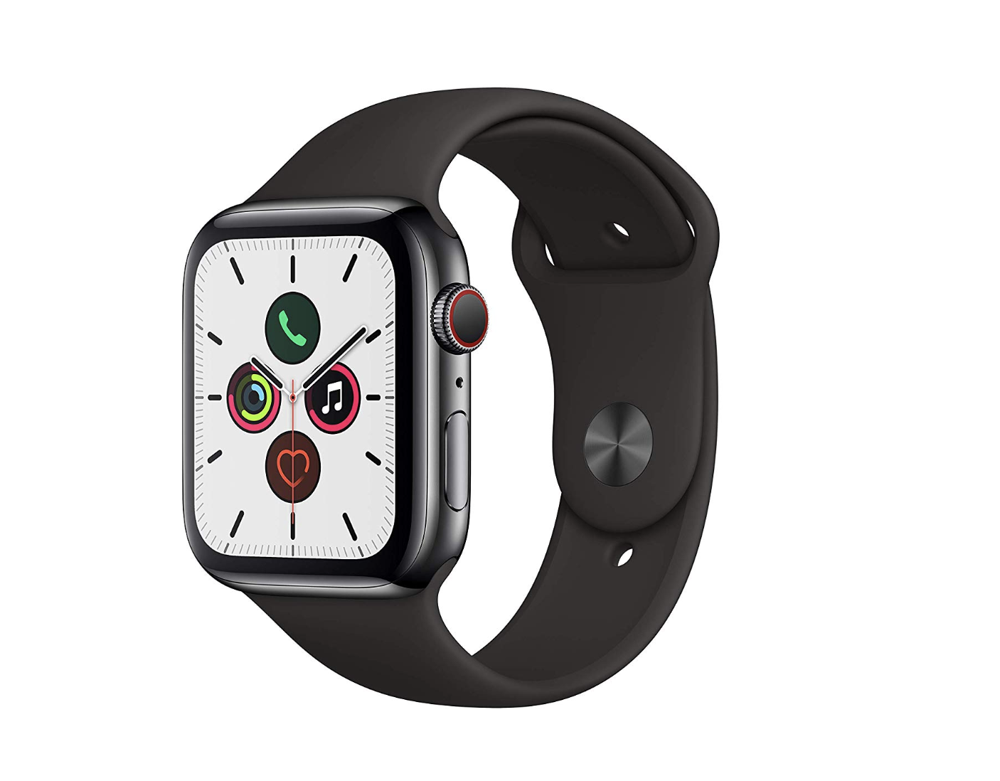 Apple Watch Series 5 (GPS + Cellular, 44mm) - Space Black Stainless Steel Case With Black Sport Band