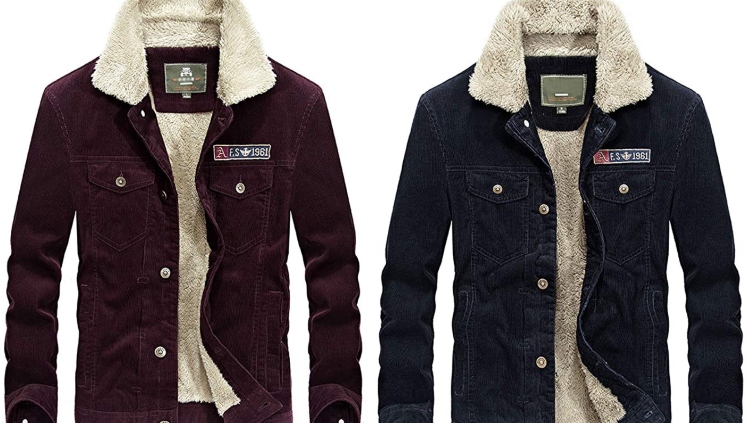 Yeokou's Vintage Sherpa Lined Shearling Corduroy Trucker Jacket