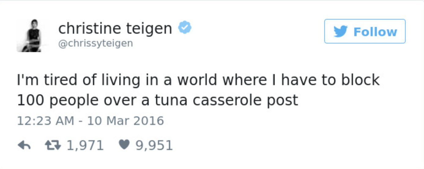 Teigen Tweets Farewell #19